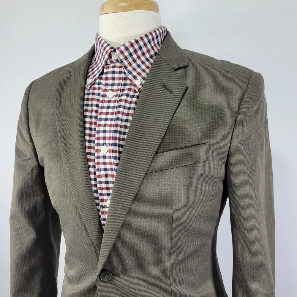 Banana Republic Men's Sport Coat Blazer Two Button Brown Poly‎ Blend 38R